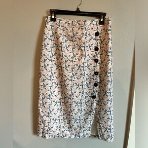 Anthropologie Floral Pink and Blue Midi Skirt